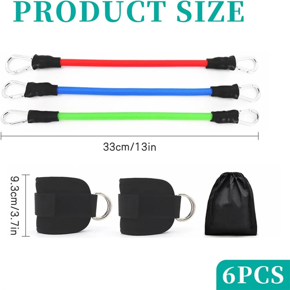 1 Pair Ankle Strap with 3 Resistance Bands for Leg Butt Exercise Training Workout Equipment - 7