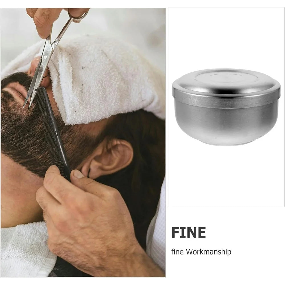 Stainless Steel Shaving Bowl Lather Mug for Men Wide and Deep Soap Container Beard Grooming Accessory - 3