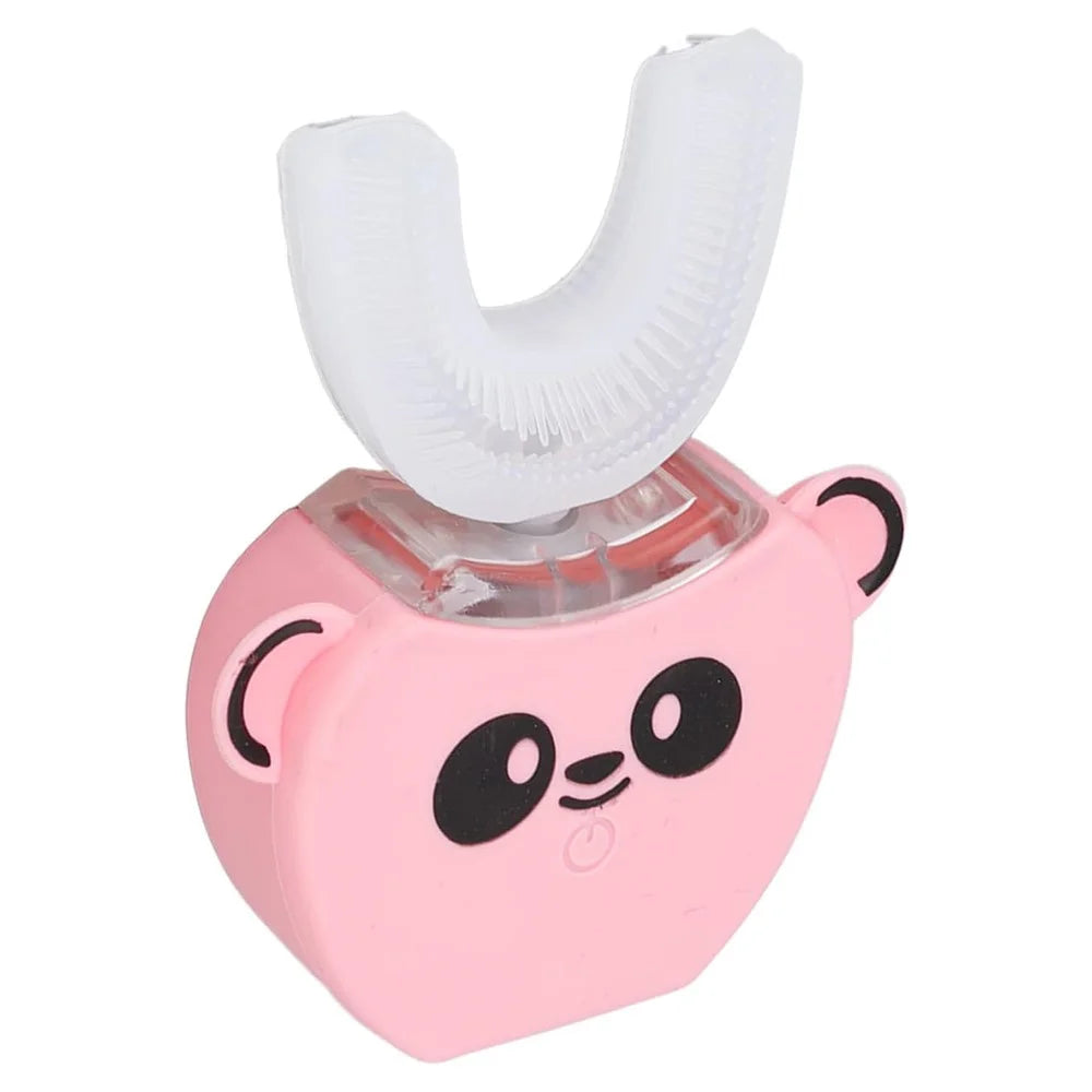 Cartoon Panda U Shaped Electric Toothbrush for Children Silicone Bristles Rechargeable Toothbrush - Pink - 2