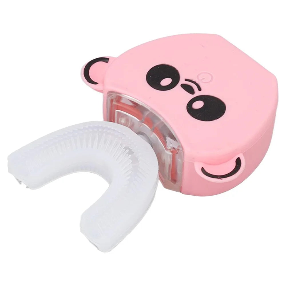 Cartoon Panda U Shaped Electric Toothbrush for Children Silicone Bristles Rechargeable Toothbrush - Pink - 4