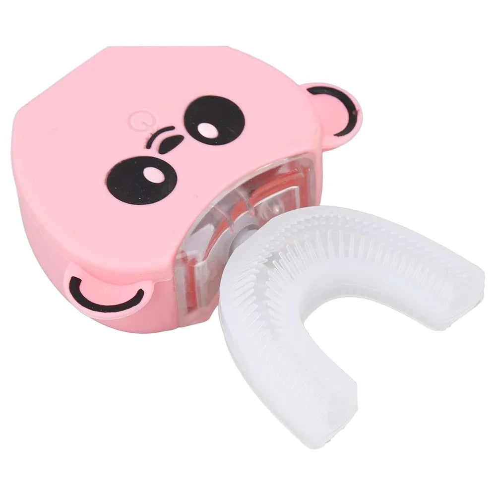 Cartoon Panda U Shaped Electric Toothbrush for Children Silicone Bristles Rechargeable Toothbrush - Pink - 5