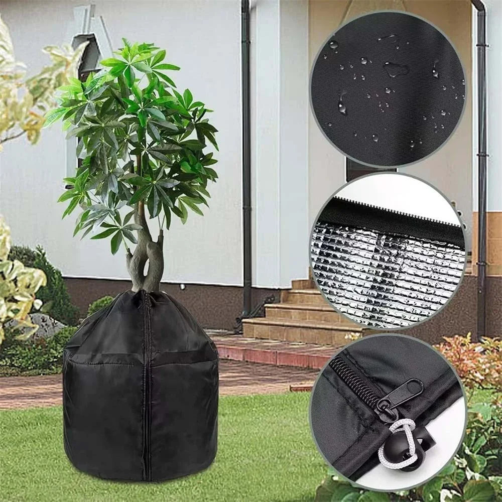 Plant Protection Cover for Winter Gardening 65 x 70cm Breathable Insulated Tree Shrub Frost Guard Reusable - Black - 2