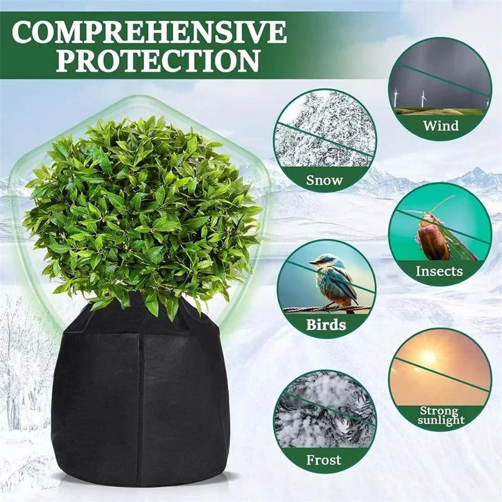 Plant Protection Cover for Winter Gardening 65 x 70cm Breathable Insulated Tree Shrub Frost Guard Reusable - Black - 7