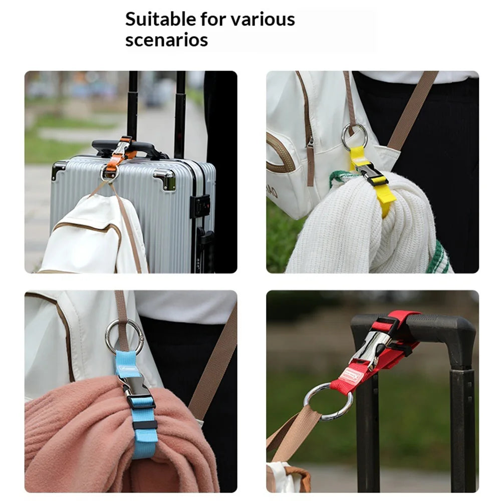 Alloy Buckle Luggage Hook Strap Safety Fixed Belt Metal Buckle Attachment Strap for Travel Backpack Suitcase - Black - 3