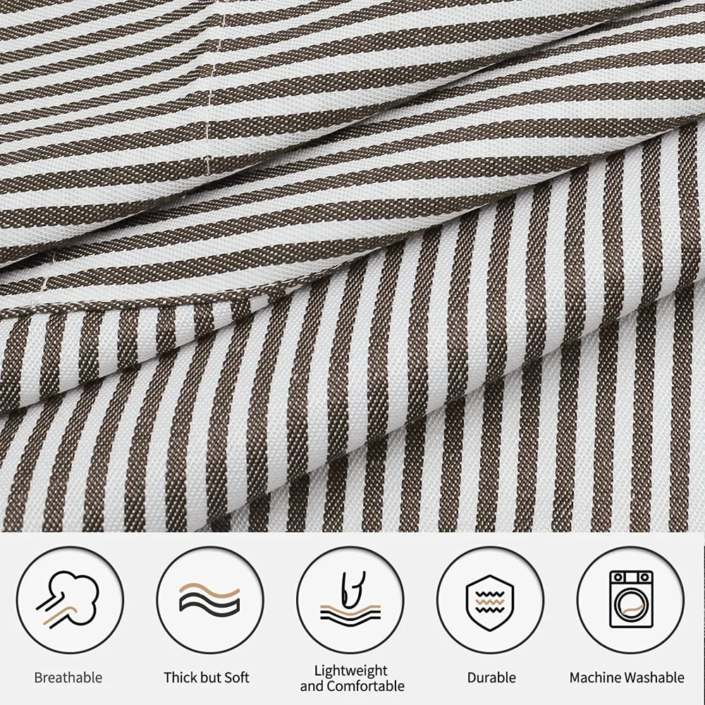 Adjustable Striped Halter Neck Apron with 2 Pockets for Kitchen Restaurant Gardening Cafe - Black Thin Stripe - 3