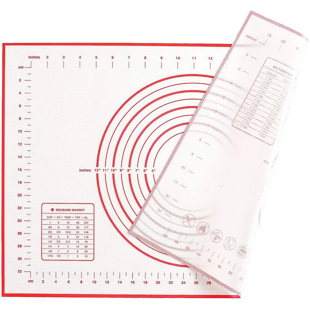 26cmx29cm Baking Mat Non-slip Silicone Kitchen Cookies Pizza Pad with Measurement Scale (BPA-free, No FDA Certificate) - Red - 7