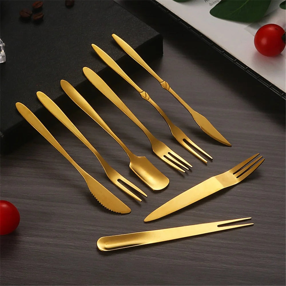 5Pcs / Set Stainless Steel Fork Ice Cream Spoon Kitchen Utensils (BPA Free, No FDA) - Two-Prong Fork - 2