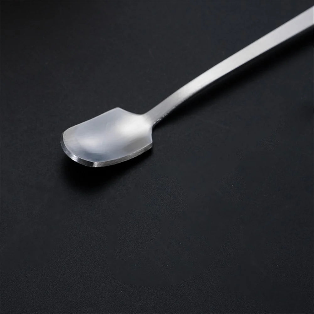 8Pcs 17.3cm Coffee Stirring Spoon Stainless Steel Square Head Long Handle Spoon, Silver (BPA Free, No FDA) - 4