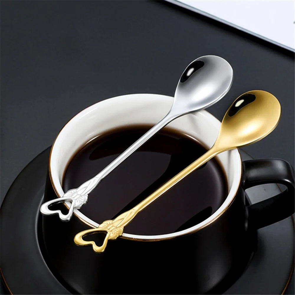 Coffee Tea Stirring Spoon Stainless Steel Dessert Spoon, Gold (BPA Free, No FDA) - Clover - 2