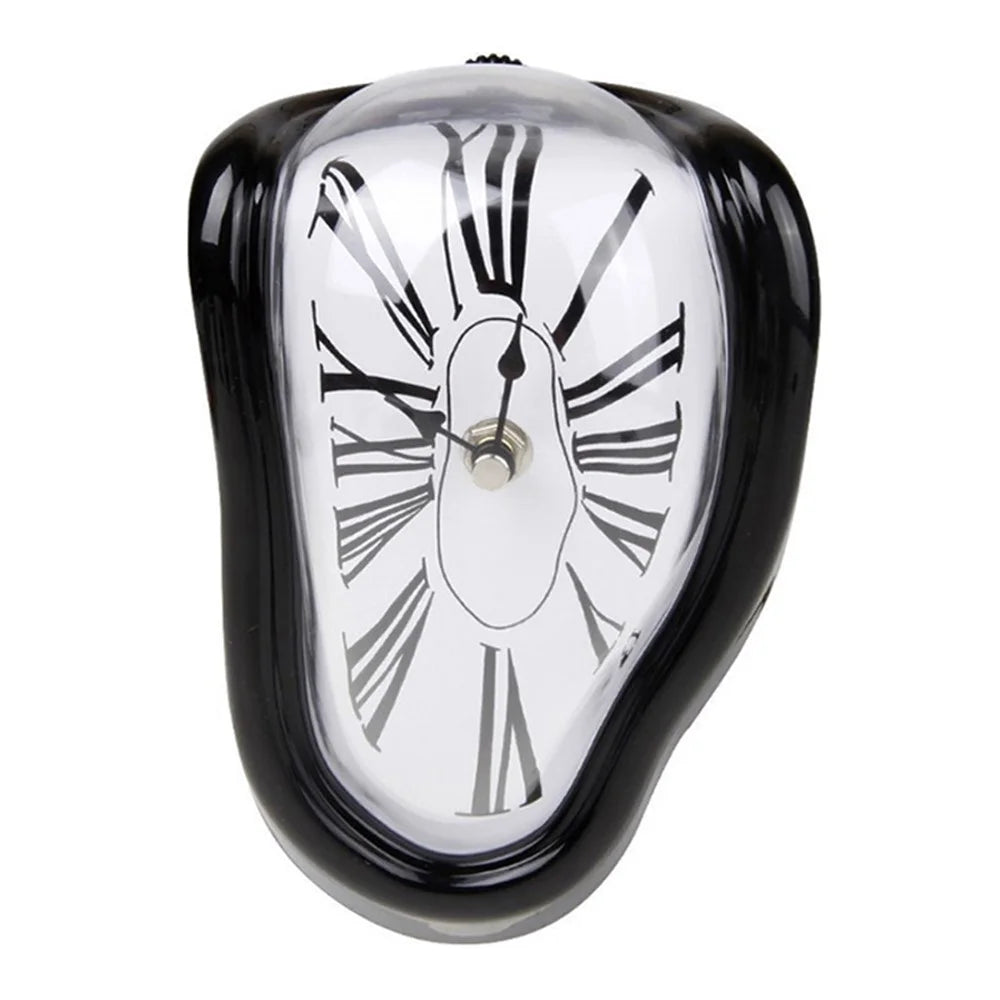 HENGYOU Special-Shaped PC Melting Clock Roman Numerals Melted Clock for Decorative Home Office Shelf Desk - Black - 1