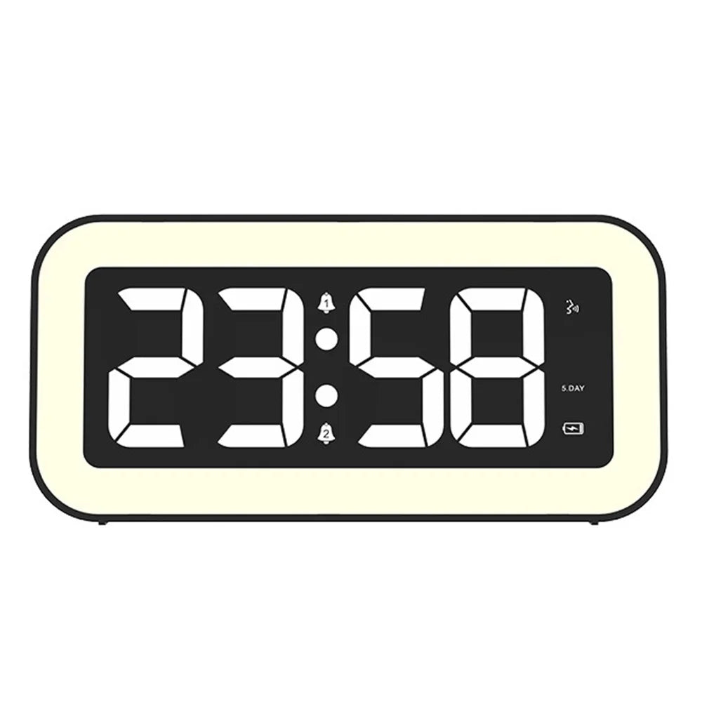 FY302 Digital Alarm Clock  Voice Control Time Display LED Light Makeup Mirror for Office Home - Black - 2