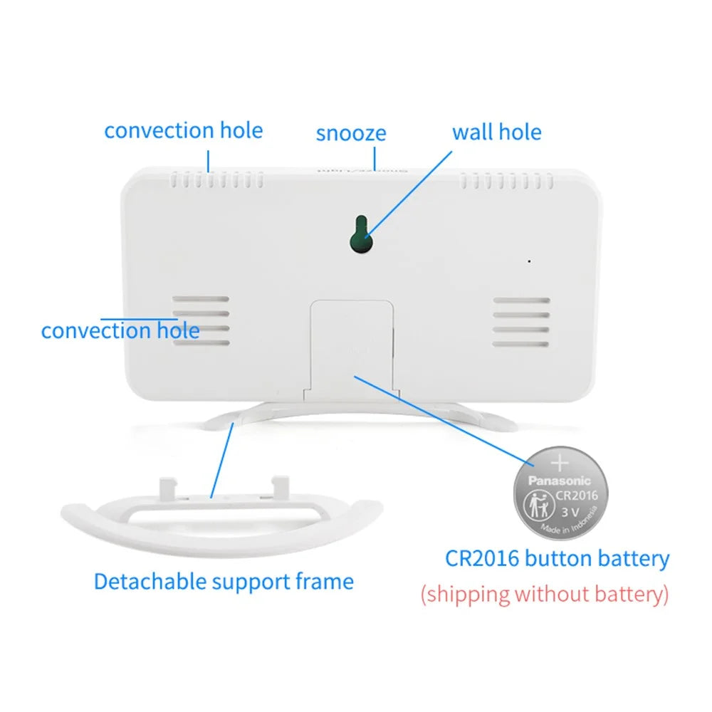 TS-8202 Digital Clock Large Display LED Electric Alarm Clock Vibration Design Mirror Surface Diming Mode 3 Levels Brightness USB Rechargeable Modern Decoration for Home Bedroom Office - 3