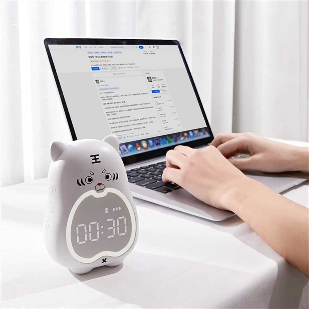 XR-MM-C2110 Cute Tiger Shaped Alarm Clock Creative Electronic Clock Multifunction Study Training Time Setting Touch Controlled Clock - Blue - 3