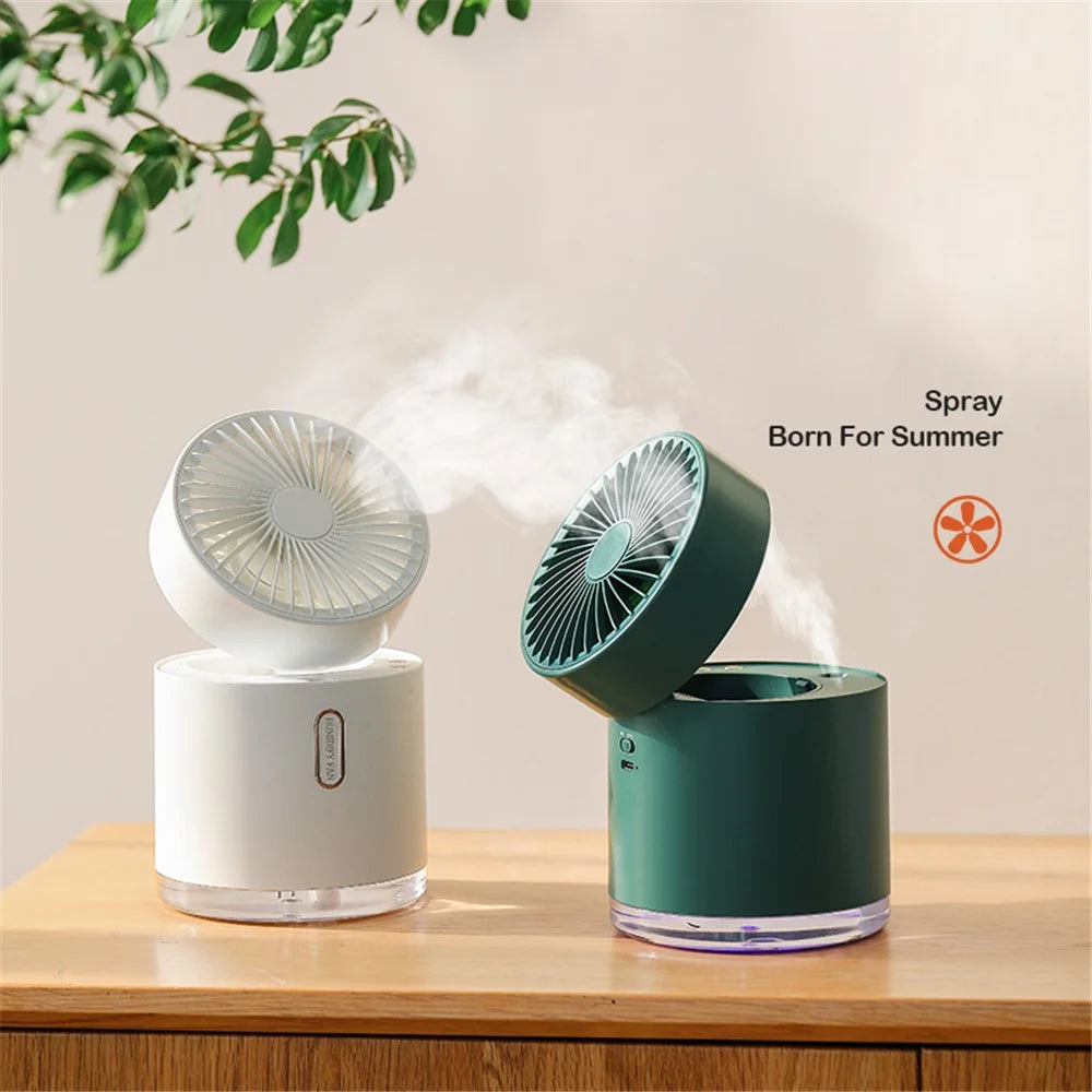 D27 2nd Gen Foldable Desktop Humidifier Cooling Fan Water Spray Mist Air Cooler for Office Home - Green - 2
