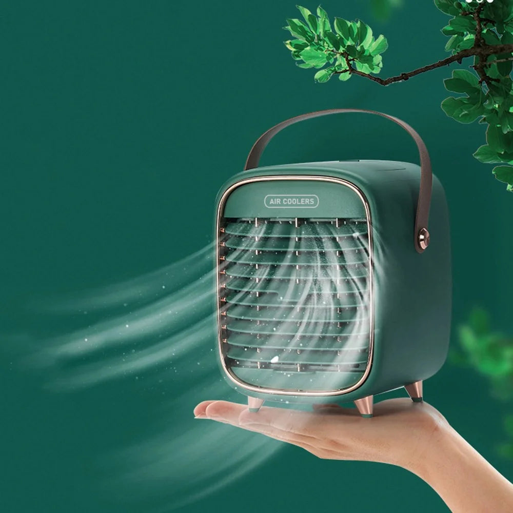 YX-Y3 240ml 2000mAh Portable Mini Desktop Air Cooler Mist Maker Fan Ventilator Combinations Fan Humidifier Sprayer Fan for Home/Office/Bedroom - Green - 4