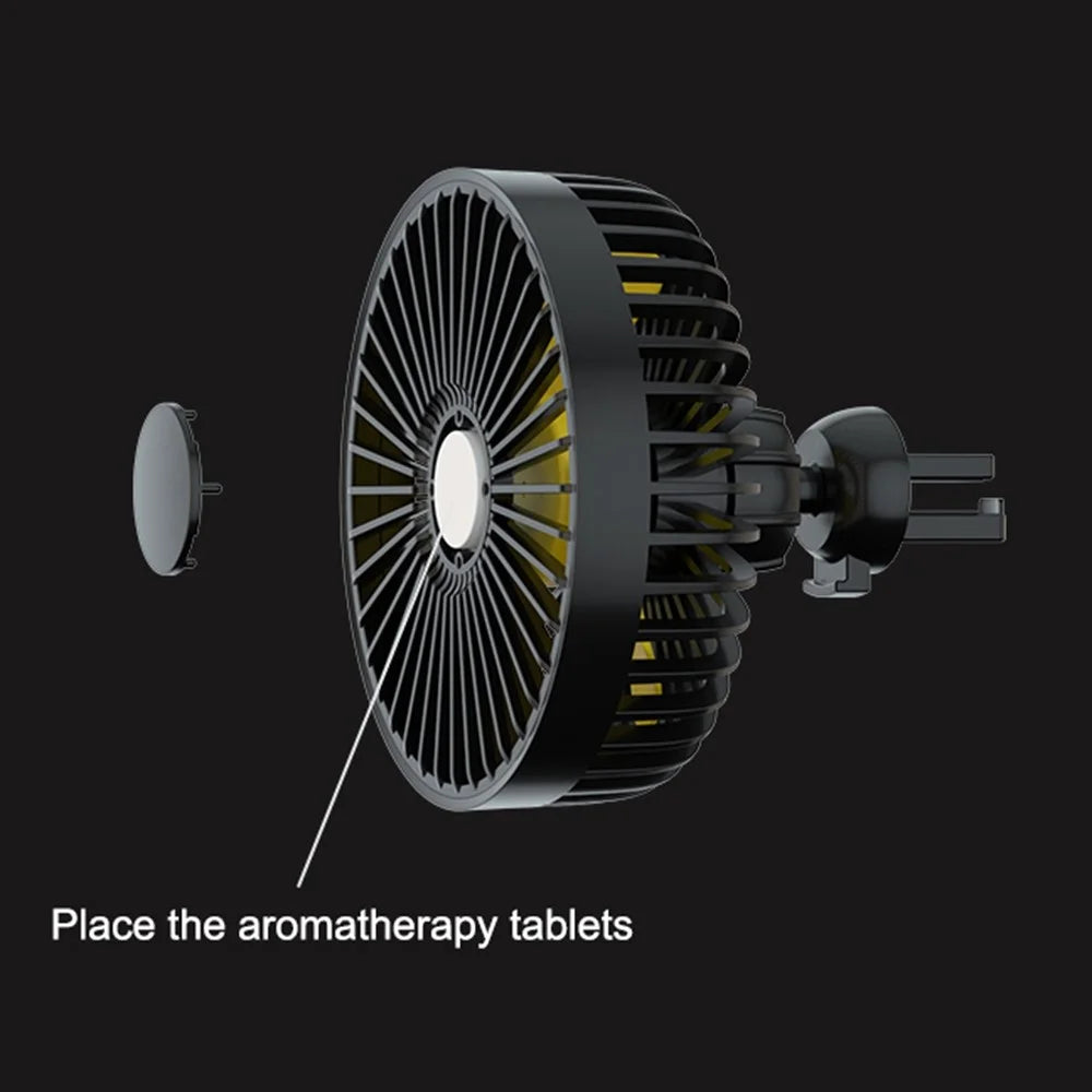 F22 Car Air Vent Fan Rotation Fan 3 Wind Speeds Adjustable USB Charging Air Conditioner Cooling Mini Fan - 6