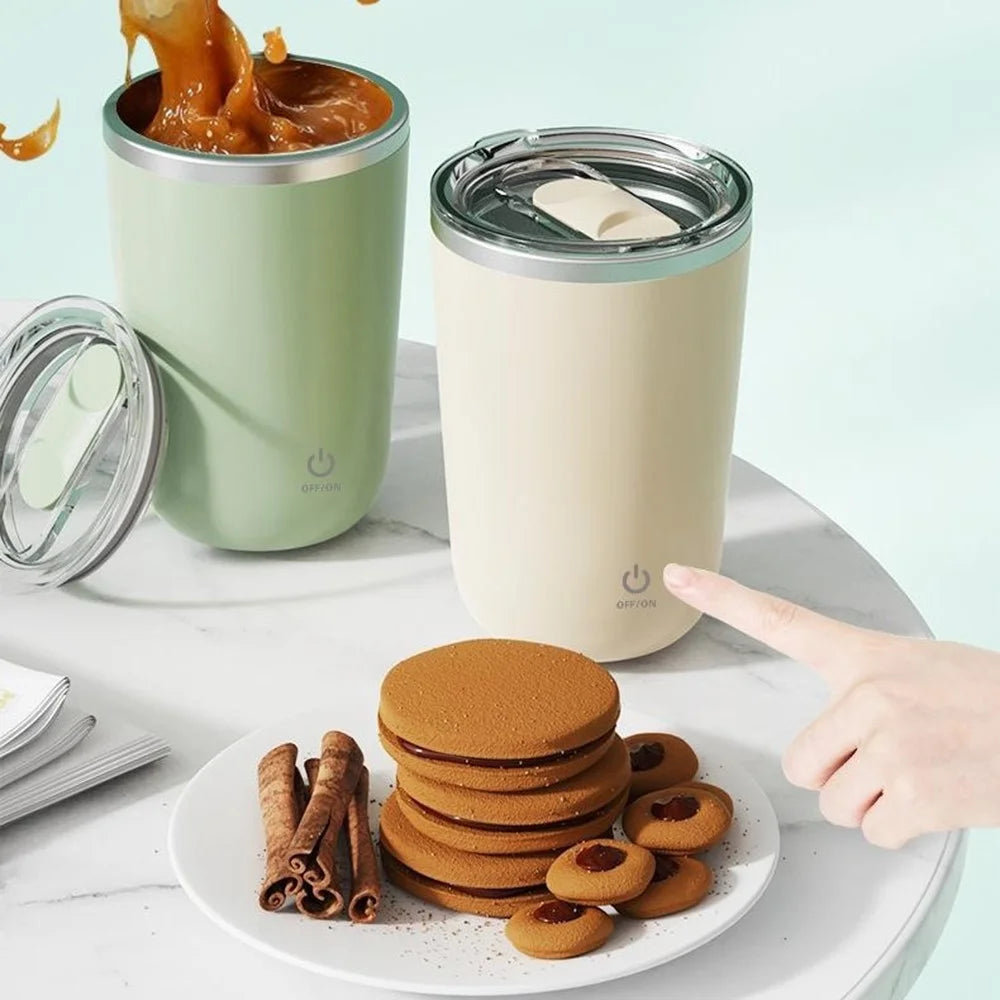 Automatic Coffee Mixing Cup Self-Stirring Mug Portable Electric Stainless Steel Cup (No FDA) - Light Green - 5