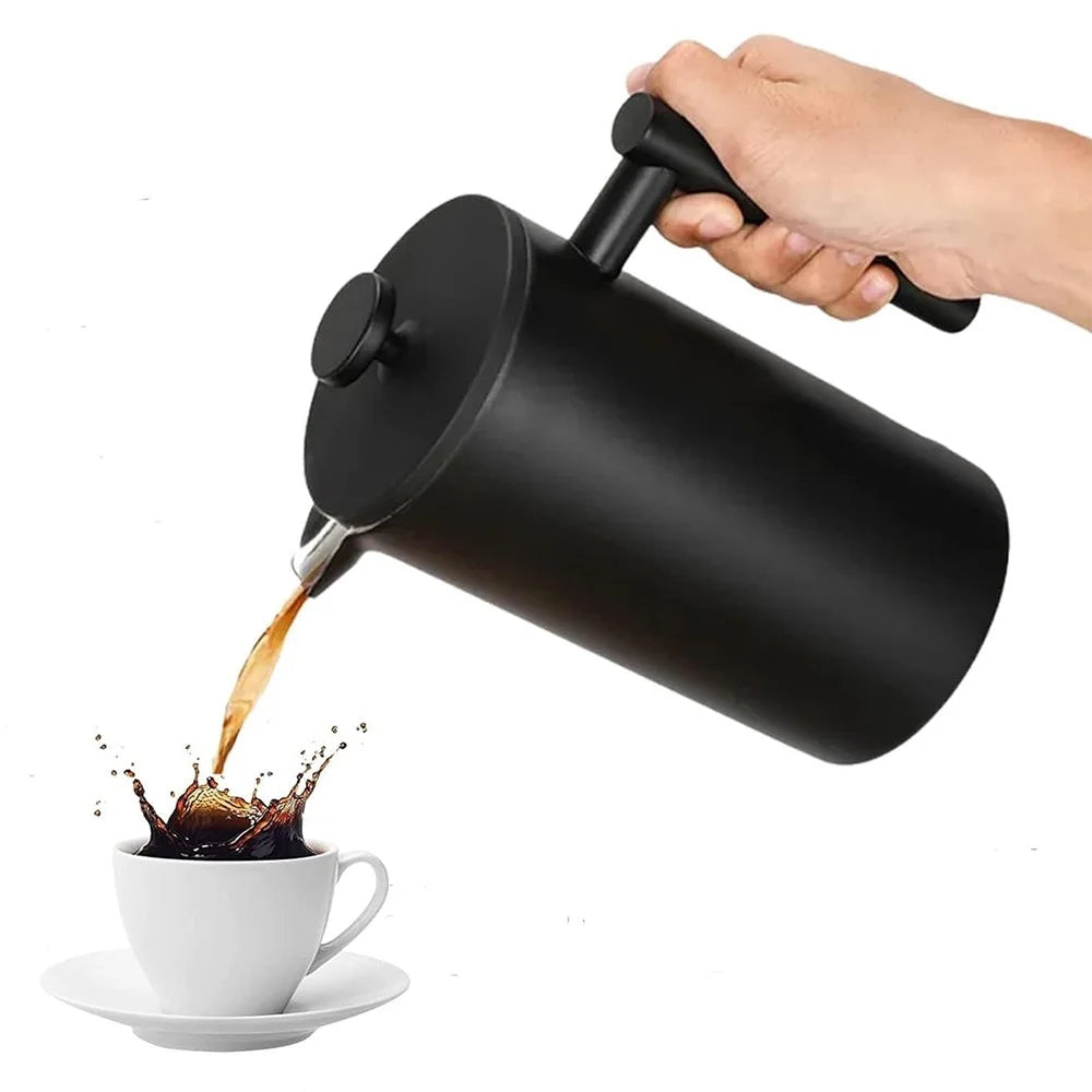 800ml French Press Coffee Maker Stainless Steel Double Walled Insulated Coffee Pot (BPA Free, No FDA) - Black - 2