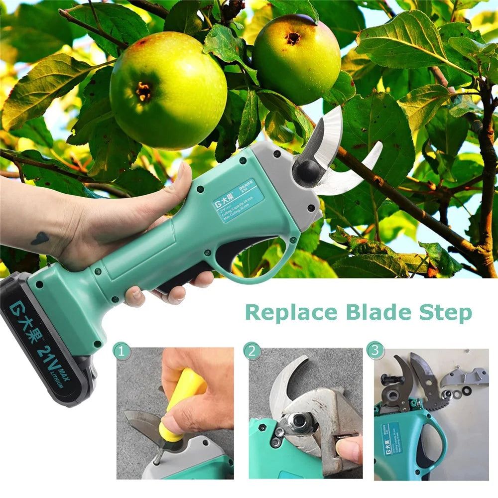 DAGO 21V Electric Pruning Shears Cordless Rechargeable Gardening Fruit Pruner Tree Branch Flowering Bushes Trimmers (1Pc Battery) - UK Plug - 5