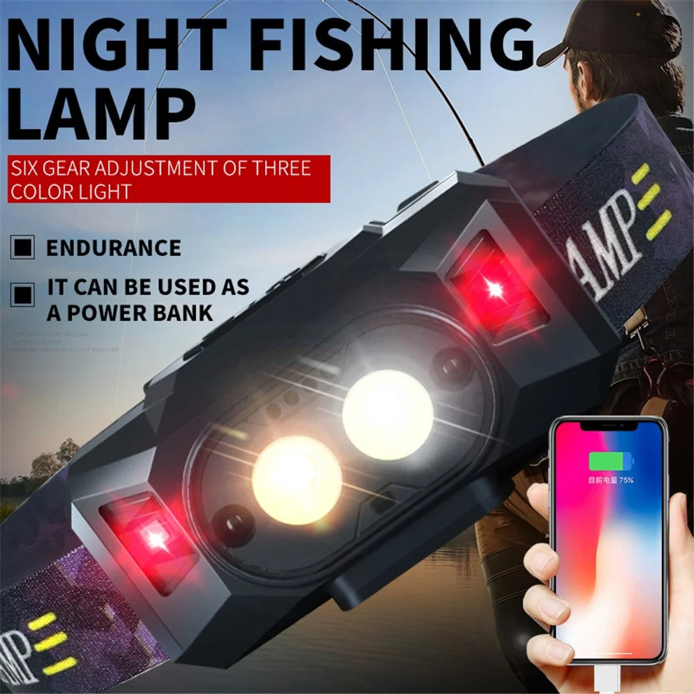 609 Wave Feeling LED Head Light XPG High Light 3 Modes Night Fishing Flashlight Headlamp Power Bank - 3