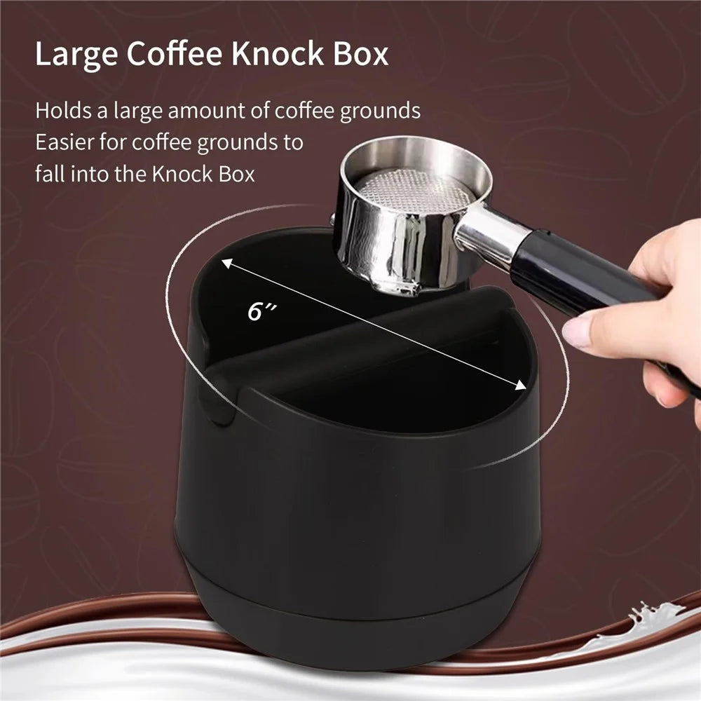 Espresso Knock Box ABS Coffee Ground Container with Tamping Mat 6.6in Large Capacity for Home Commercial - 3