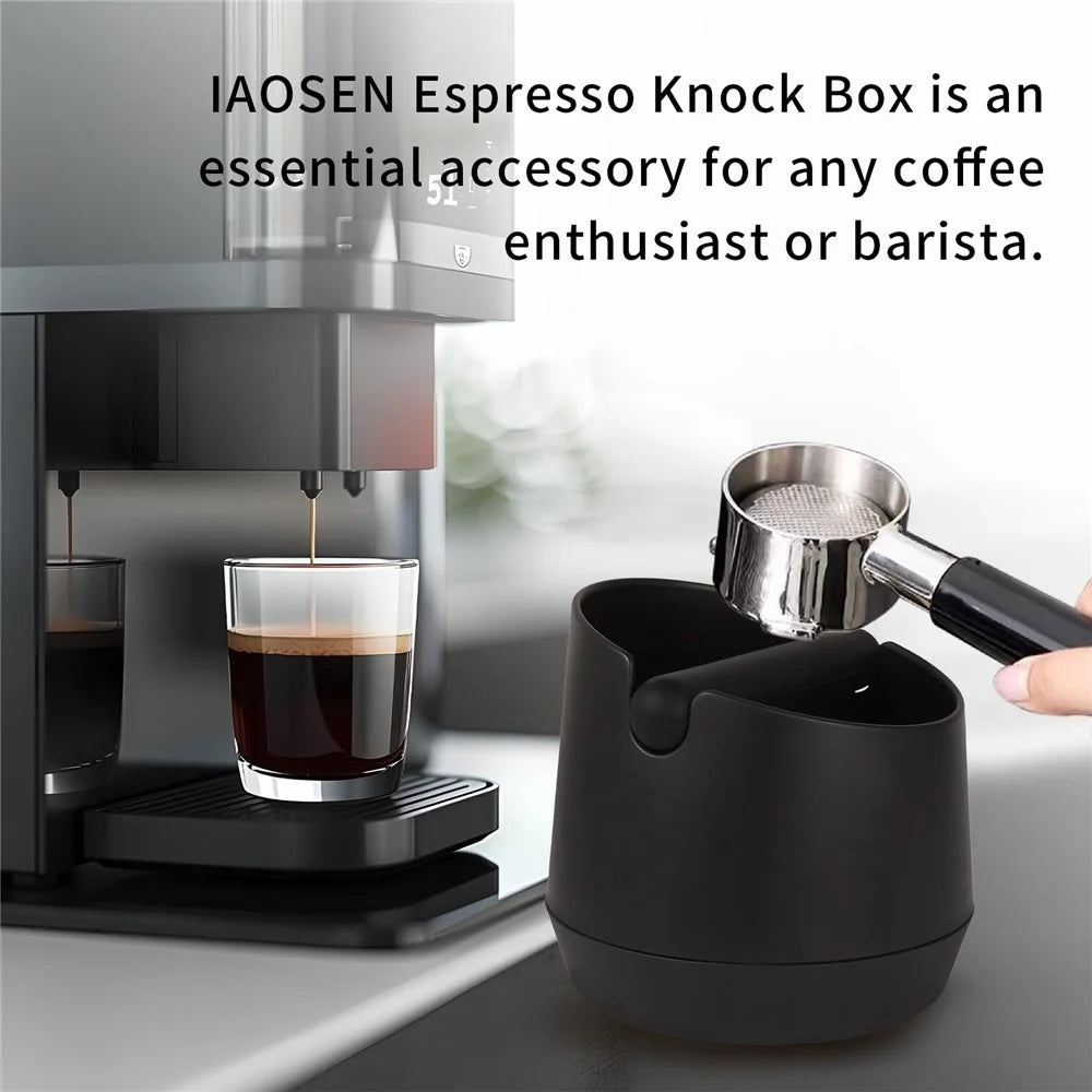 Espresso Knock Box ABS Coffee Ground Container with Tamping Mat 6.6in Large Capacity for Home Commercial - 6