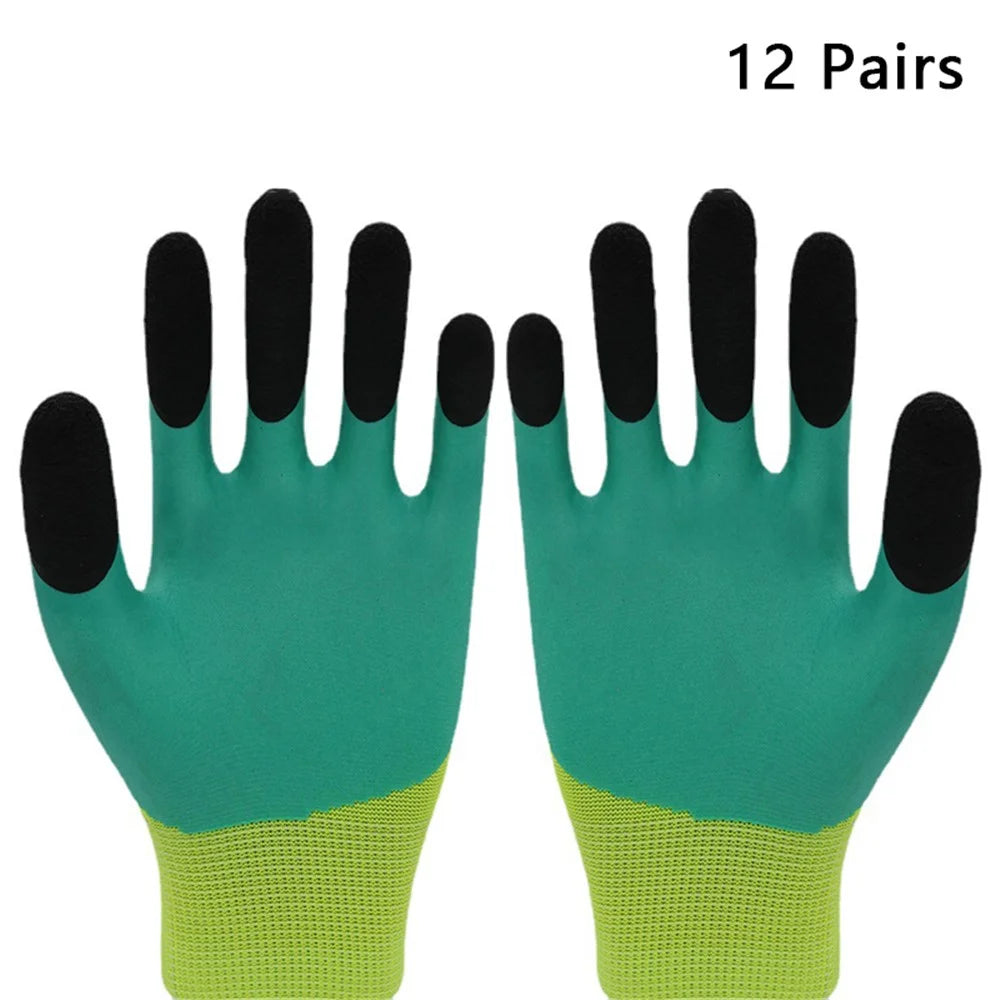 CHUANGSHI 12 Pairs Anti-Slip Latex Safety Gloves Builders Gardening Work Gloves - 1