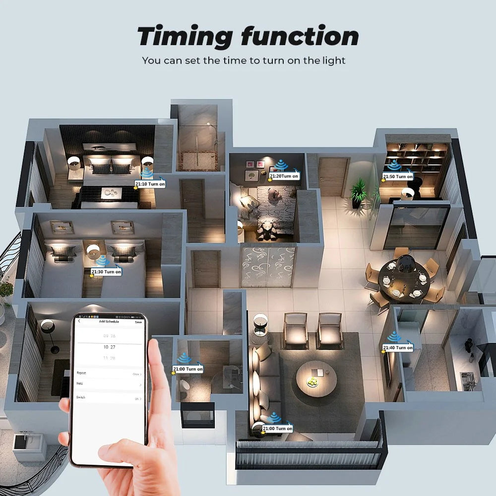 SMATRUL TMW401 Tuya WiFi 433MHZ EU Plug Smart Wireless Touch Wall Switch for Google Home Alexa, 1 Gang WiFi - White - 4