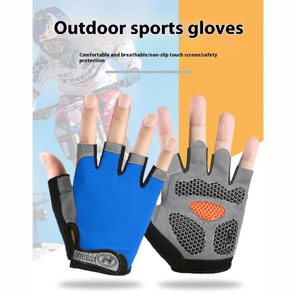 One Pair Half-Finger Gloves Mountain Bike Motorcycle Riding Off-Road Gloves - Black/Size: M - 2