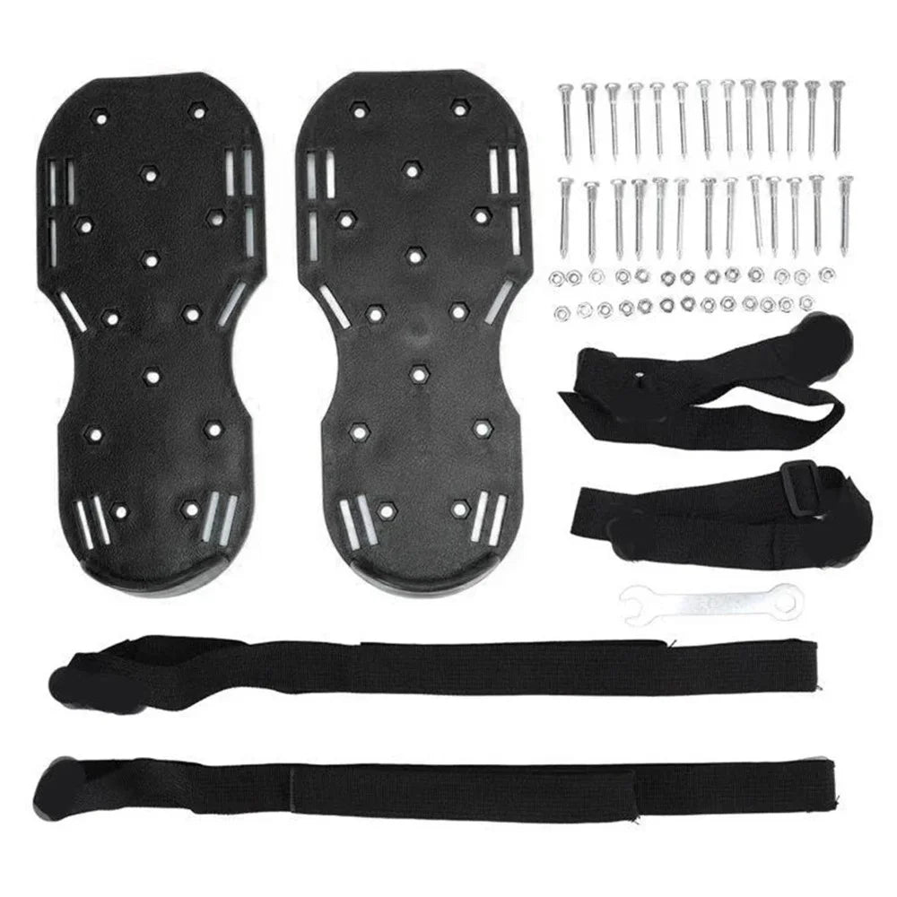 1 Pair Lawn Aerator Spikes Shoes Adjustable Straps Garden Lawn Soil Loosening Shoes - Black - 7