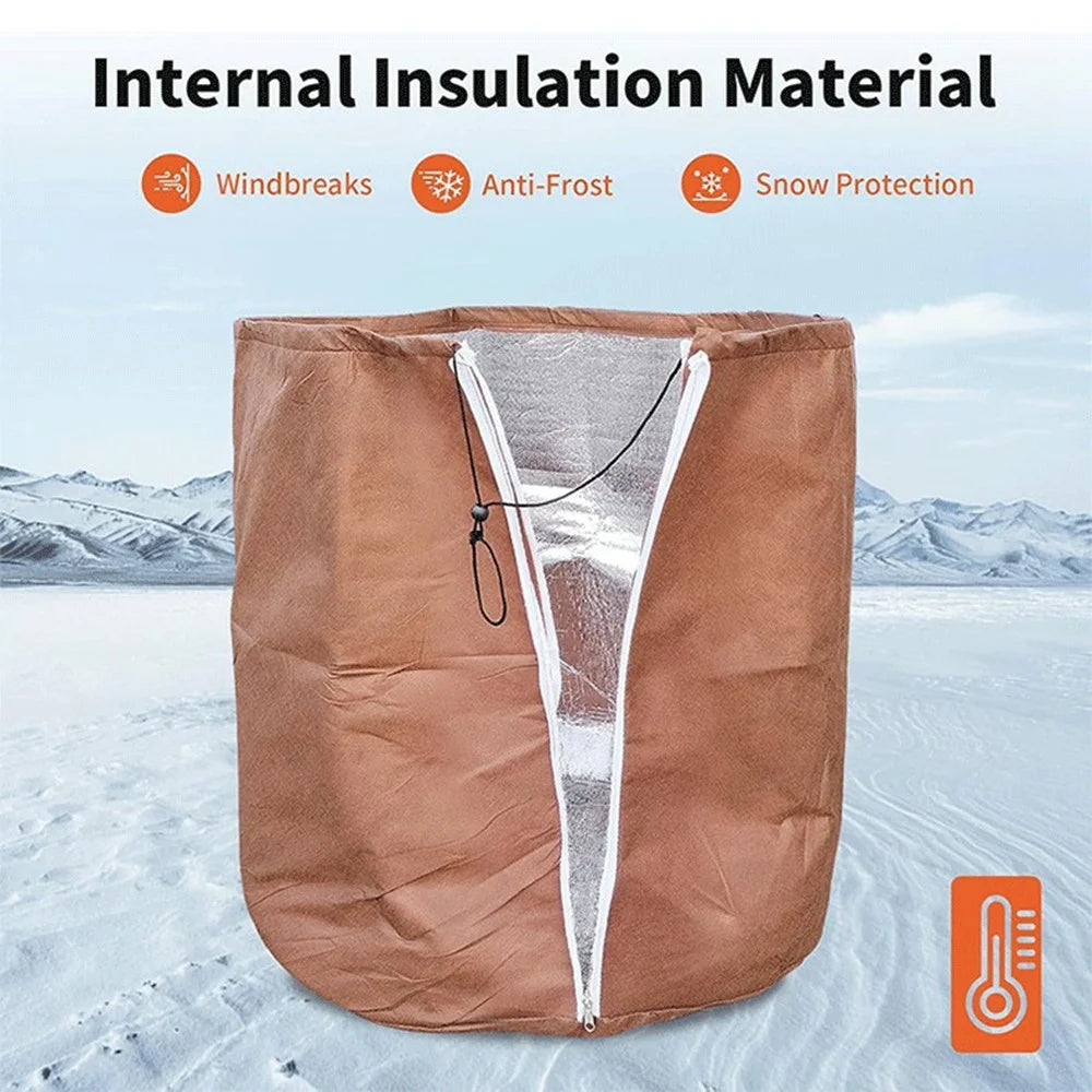 Plant Pot Cover Winter Protection Bag Frost Guard Cover with Zipper Drawstring, 40x40cm - 3