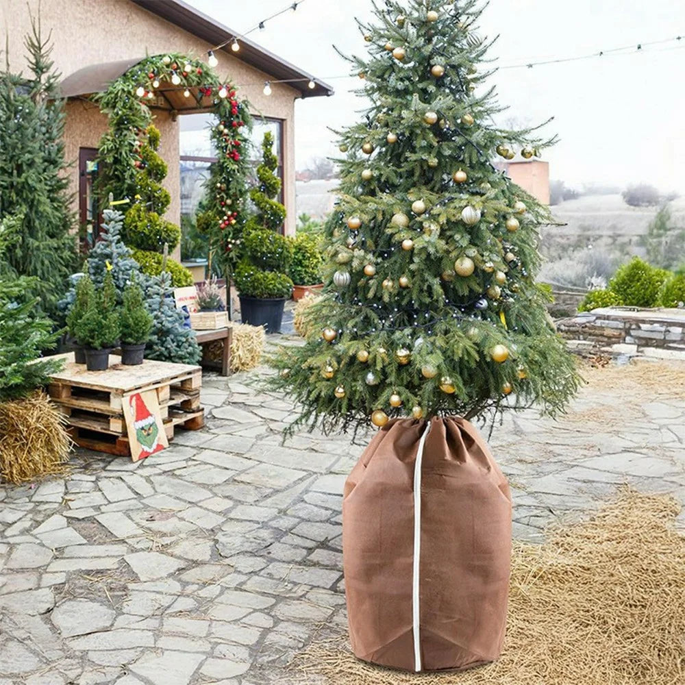 Plant Pot Cover Winter Protection Bag Frost Guard Cover with Zipper Drawstring, 40x40cm - 6