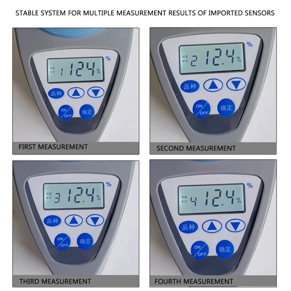 LDS-1G Grain Moisture Meter High Precision Automatic Digital Grain Corn Rice Wheat Moisture Humidity Gauge (BPA Free, No FDA) - Grey / EU Plug - 5