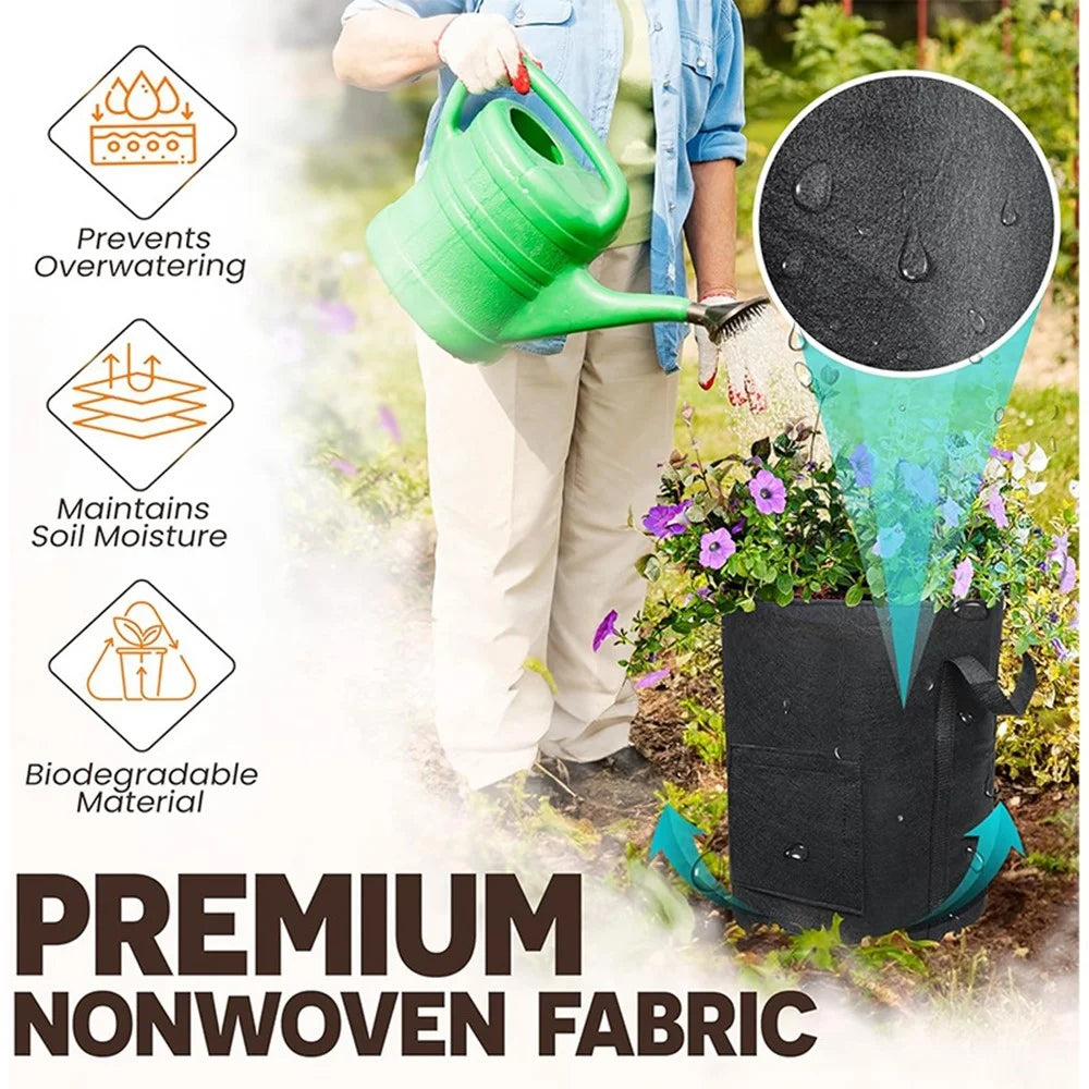 35 x 40cm 10 Gallon Potato Growing Bag Thickened Felt Planter Reusable Non-Woven Fabric Container for Garden - 3