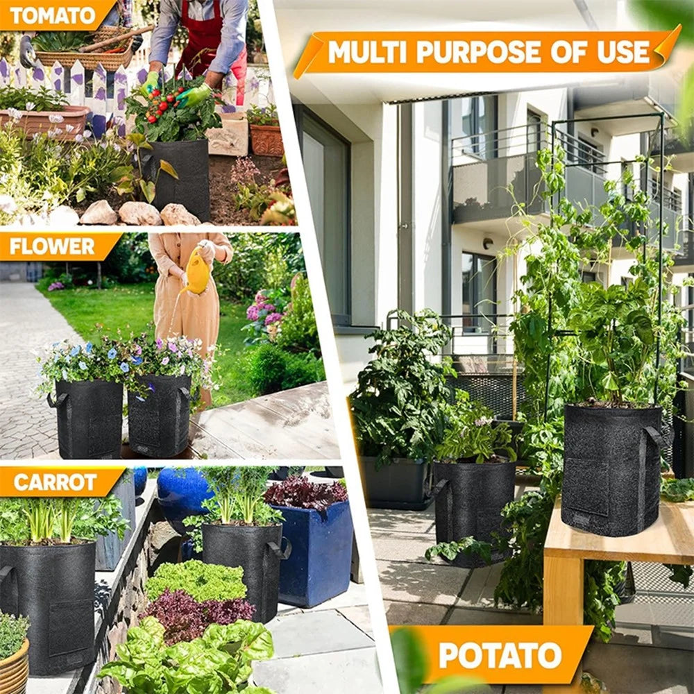 35 x 40cm 10 Gallon Potato Growing Bag Thickened Felt Planter Reusable Non-Woven Fabric Container for Garden - 4