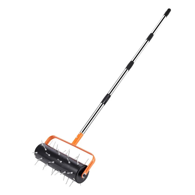 3-Section 1.2m Rod Rolling Lawn Aerator 42 Steel Spikes Soil Penetrator Garden Tool for Lawn Care - 2