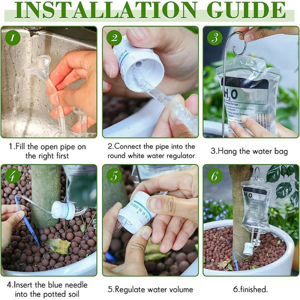 4Pcs 350ml Plant Watering Drip Irrigation Bags Adjustable Auto Watering Bag with 4 Hooks - 6