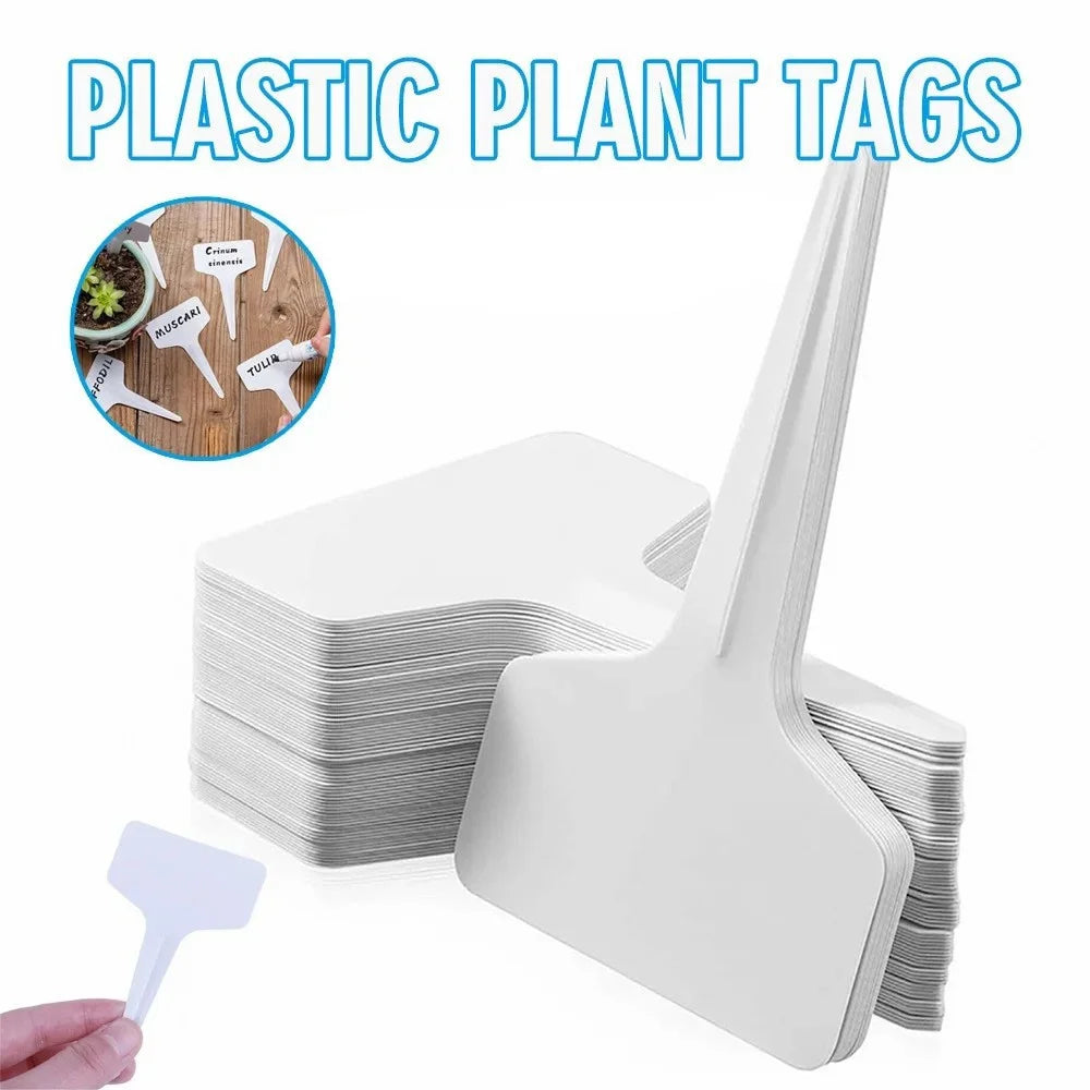100Pcs T-Type Plant Labels PVC Plant Tags Reusable Nursery Garden Markers Seed Labels - Blue - 2
