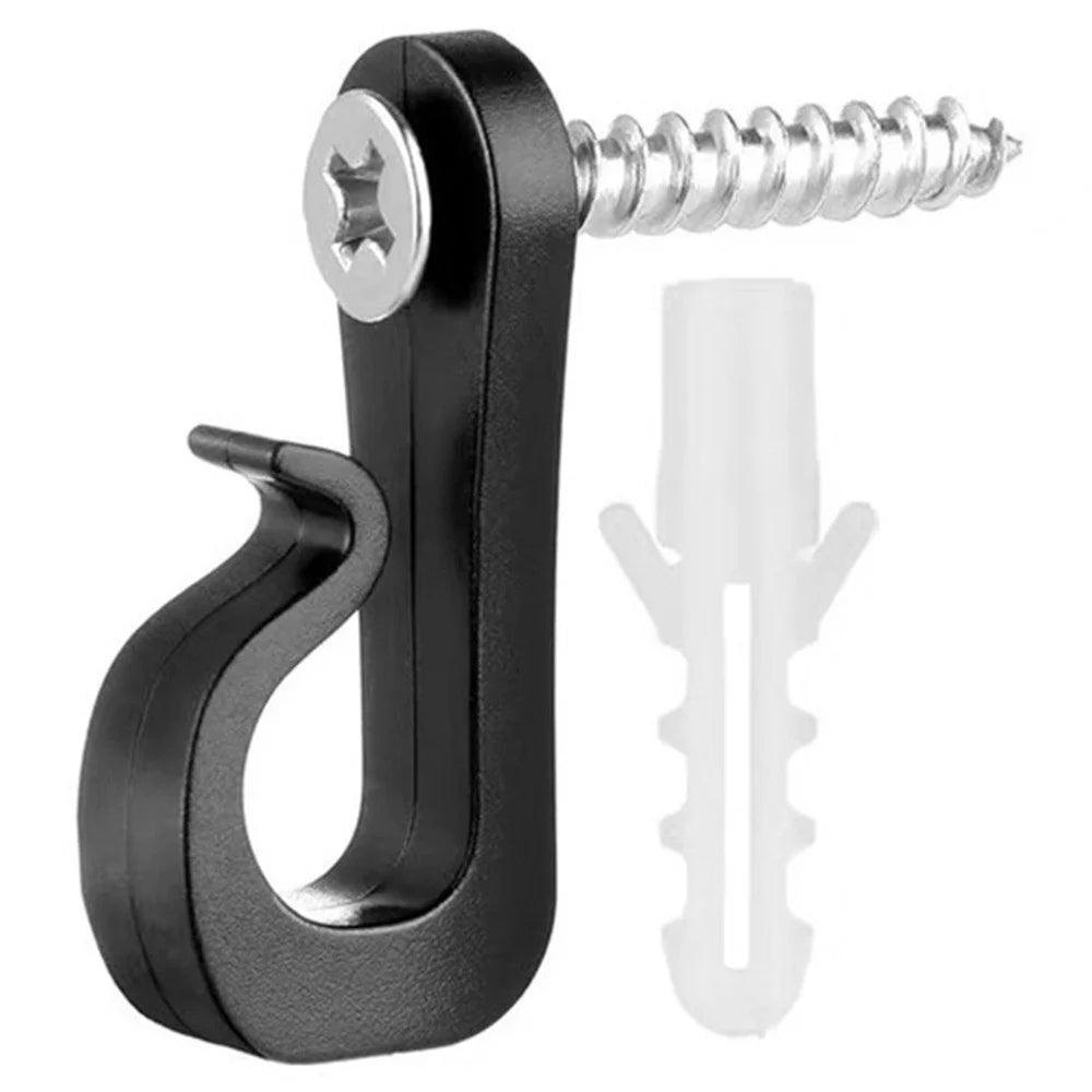 10-Pack Outdoor Hanging Plant Hooks for String Lights - Heavy-Duty Screw-In Expansion Anchors - Black - 2