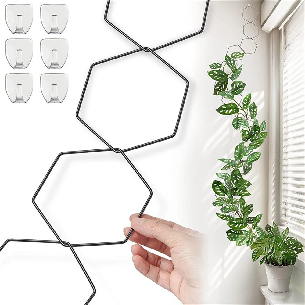 18Pcs Plant Support Trellis DIY Climbing Plant Wall Decor Hexagonal Chain Link Grid - 2