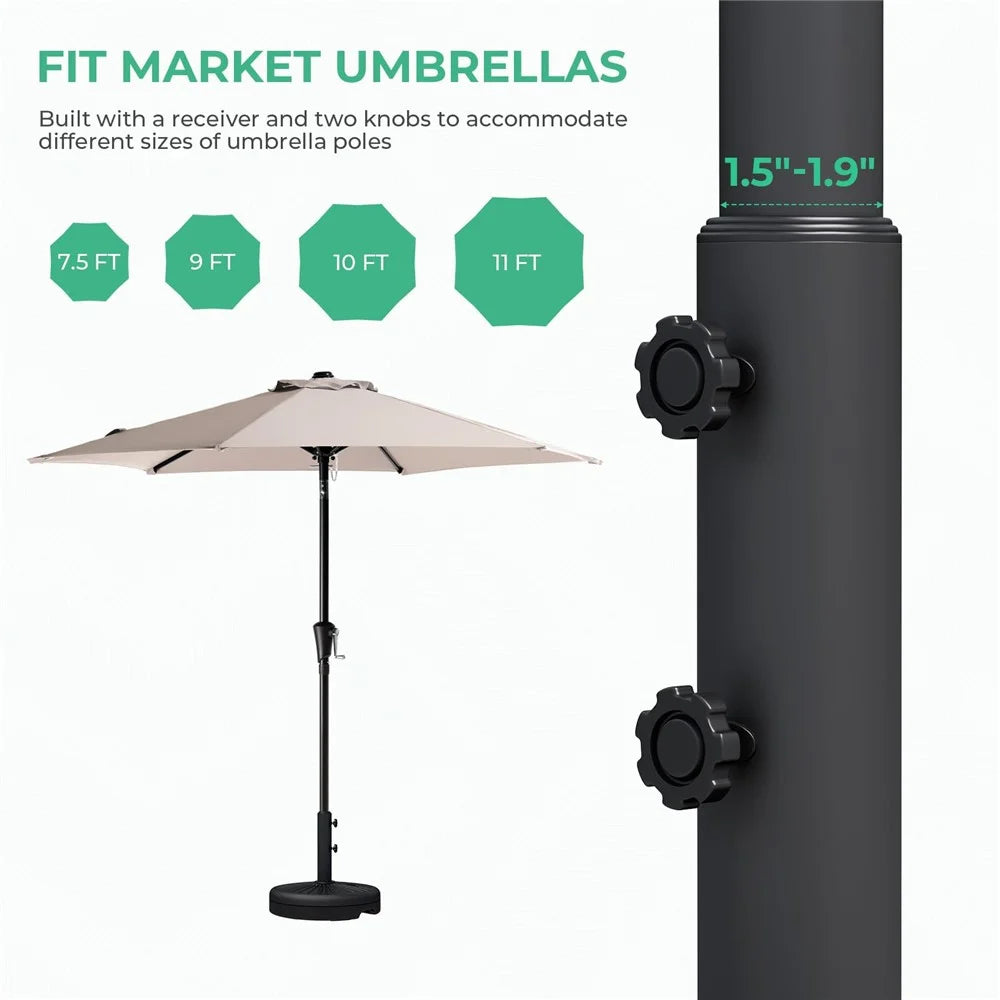 Outdoor Patio Umbrella Base Water Filled Stand Heavy Duty Umbrella Holder - 3