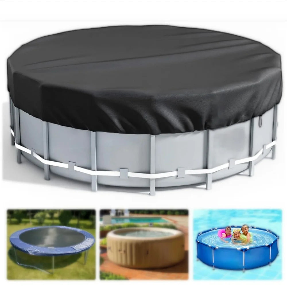 15FT Round Swimming Pool Cover 210D Oxford Cloth Solar Cover for Above Ground Pools - 2