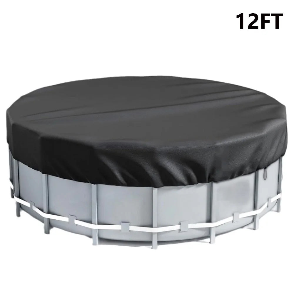 12FT Round Swimming Pool Cover 210D Oxford Cloth Solar Cover for Above Ground Pools - 1