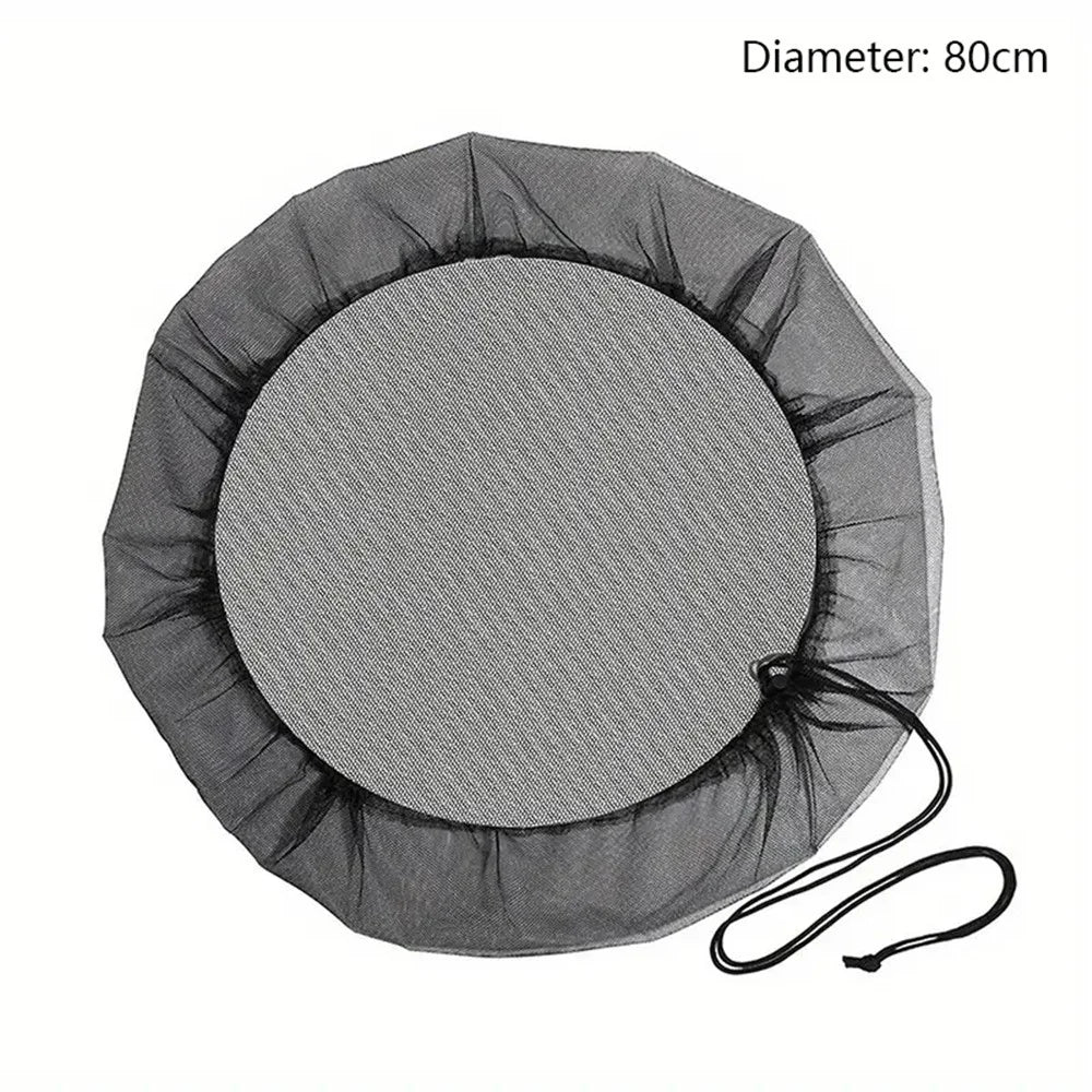 80cm Diameter Anti-Mosquito Mesh Cover for Rain Barrel Water Collection Bucket Netting Cover - Black - 1