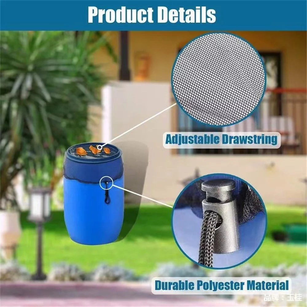 80cm Diameter Anti-Mosquito Mesh Cover for Rain Barrel Water Collection Bucket Netting Cover - Black - 5