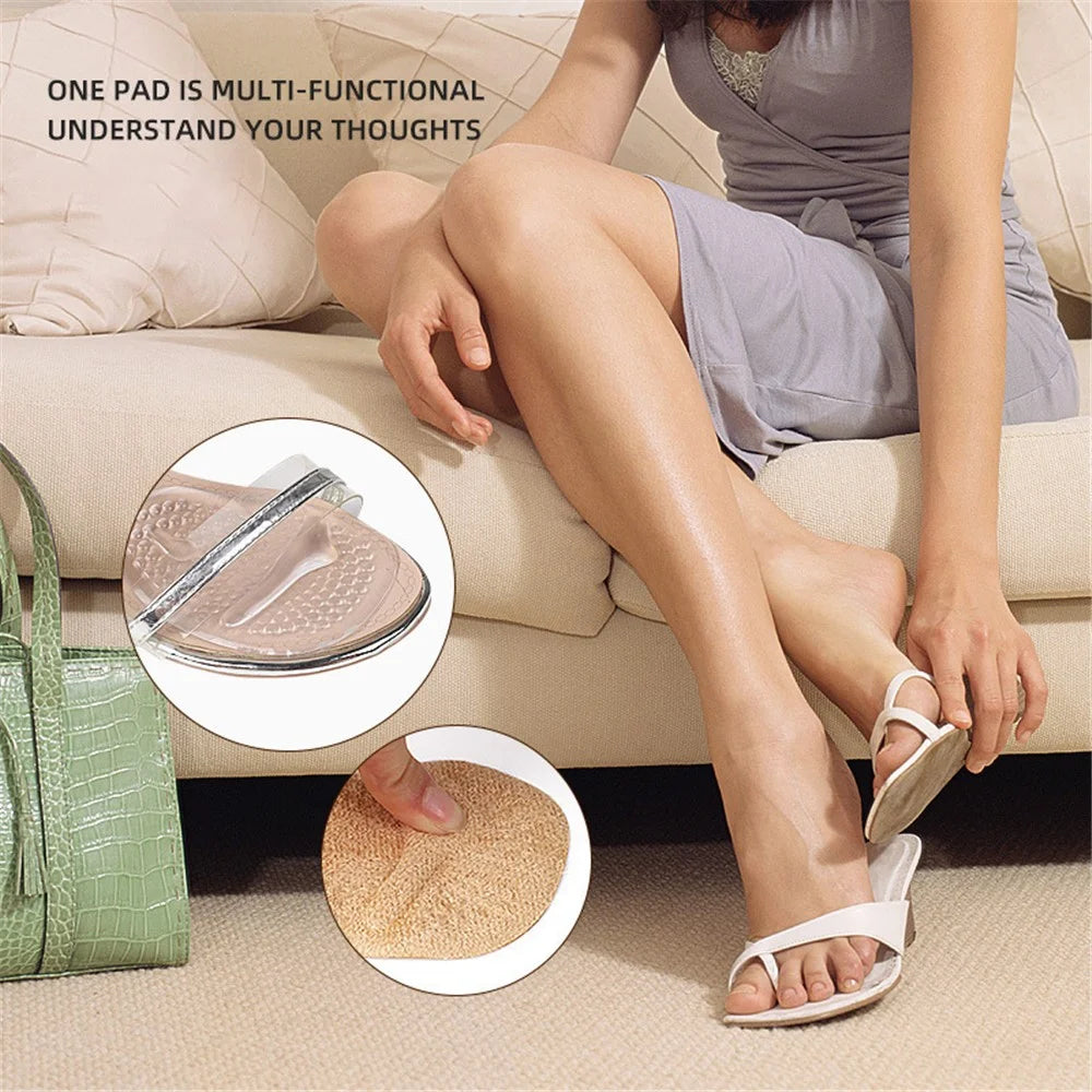 Breathable High Heels Forefoot Pads Anti-Slip Pain Relief Half Insoles Inserts - Beige - 6