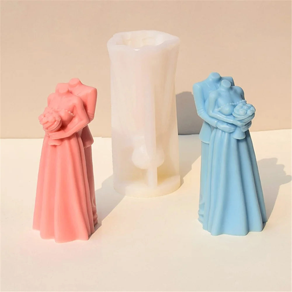 Silicone Candle Mold Couple Hugging Body Art Aromatherapy Candle Mould - 5