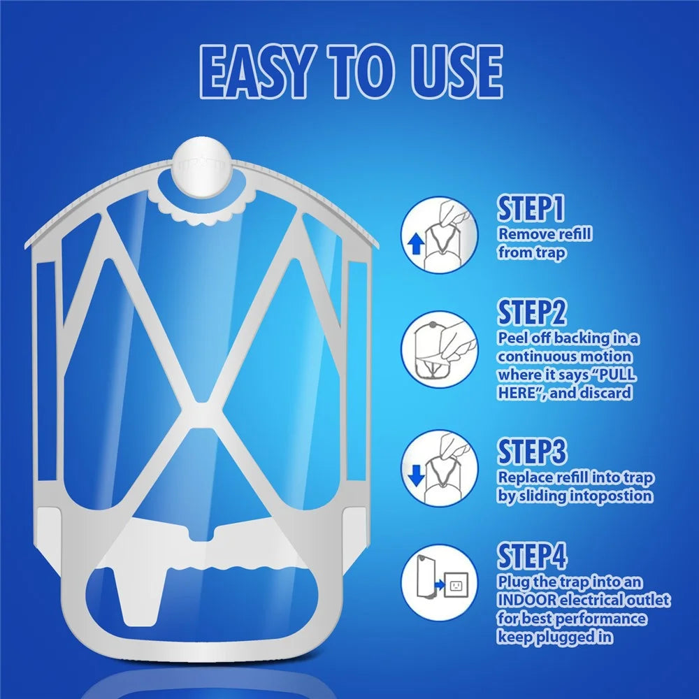 8Pcs Flying Insect Trap Refills for Zevo M364 Plug-In Light Indoor Fruit Fly Refill Cartridge Set - 6
