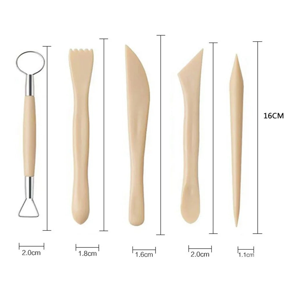22061305 5PCS Plastic+Metal Pottery Tools Set Stone Plastic Clay Carving Knives Toys DIY Tools - 5