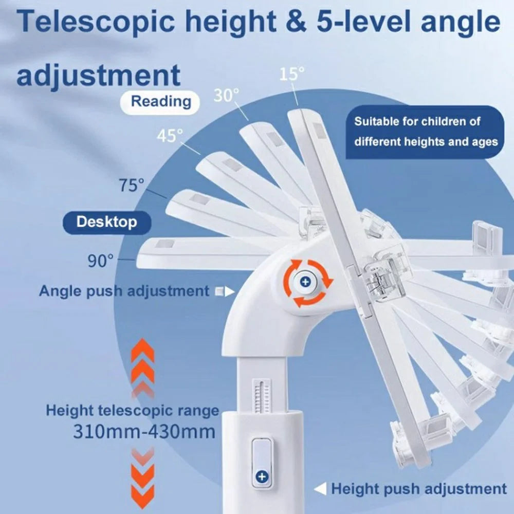 Upgraded Children Reading Book Holder Stand Telescopic Adjustable Angle Desktop Floor ABS Reading Rack - Blue - 2